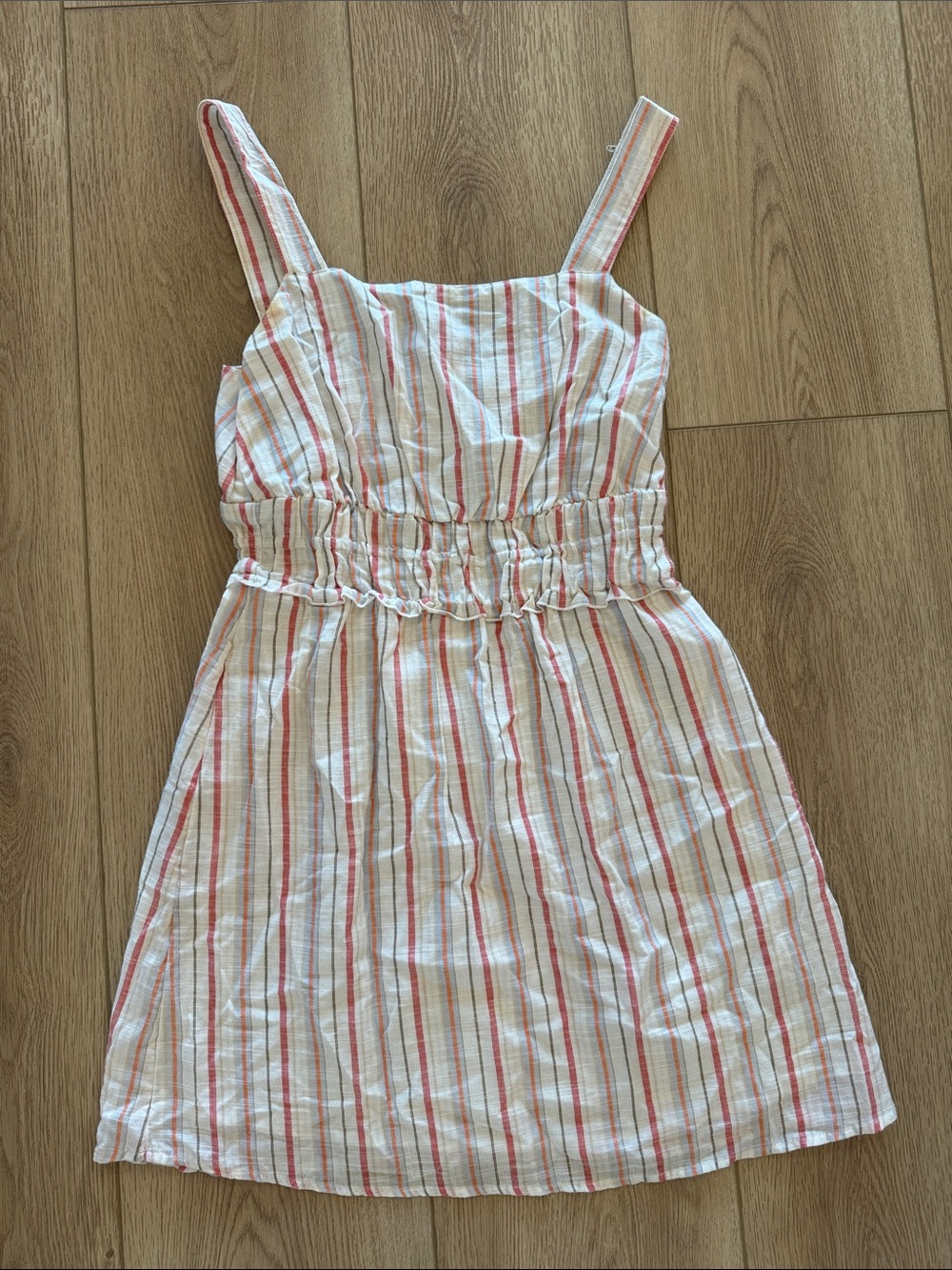 Sadie & Sage Striped Summer Sundress - White with Red & Tan Stripes